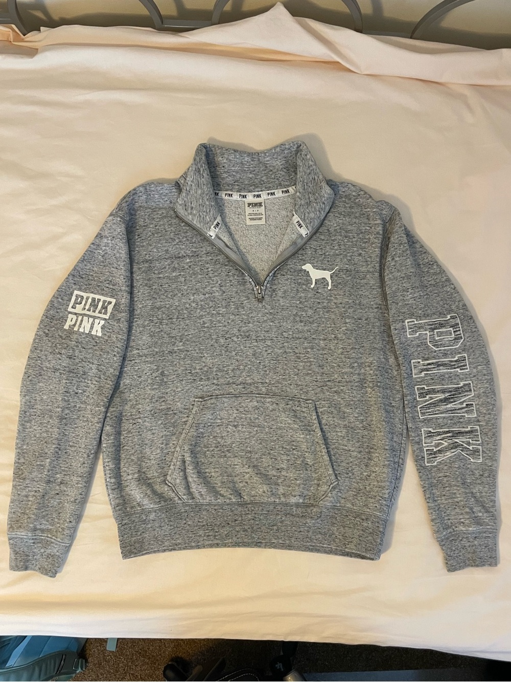 PINK Victoria's Secret Heather Grey Quarter-Zip Pullover